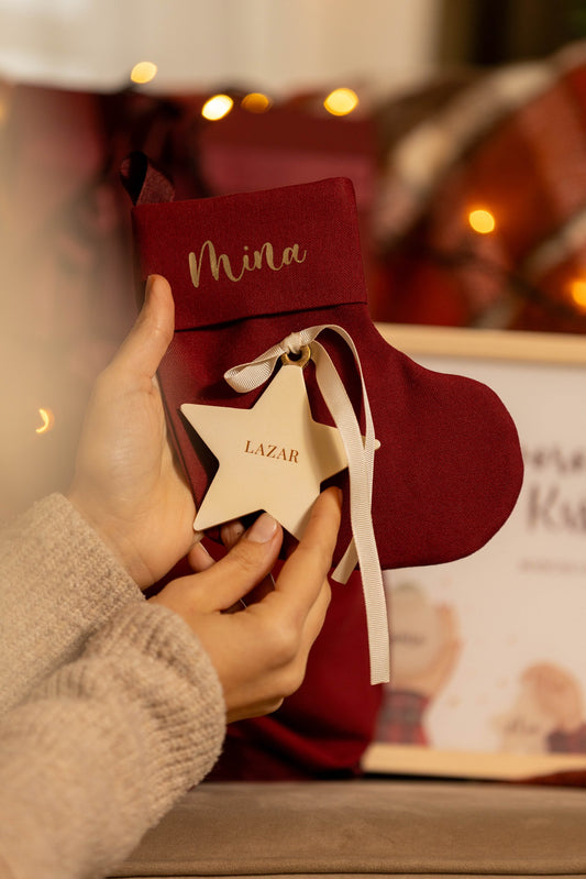 Frosted  |  personalizovana handmade zvezdica za jelku od gipsa