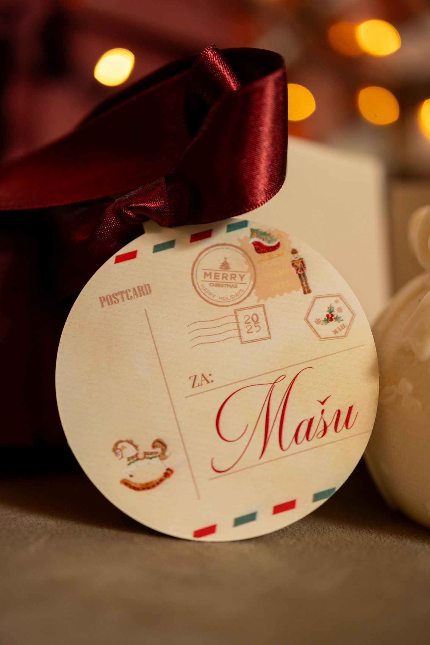 North Pole Mail | personalizovani handmade ukras za jelku od gipsa