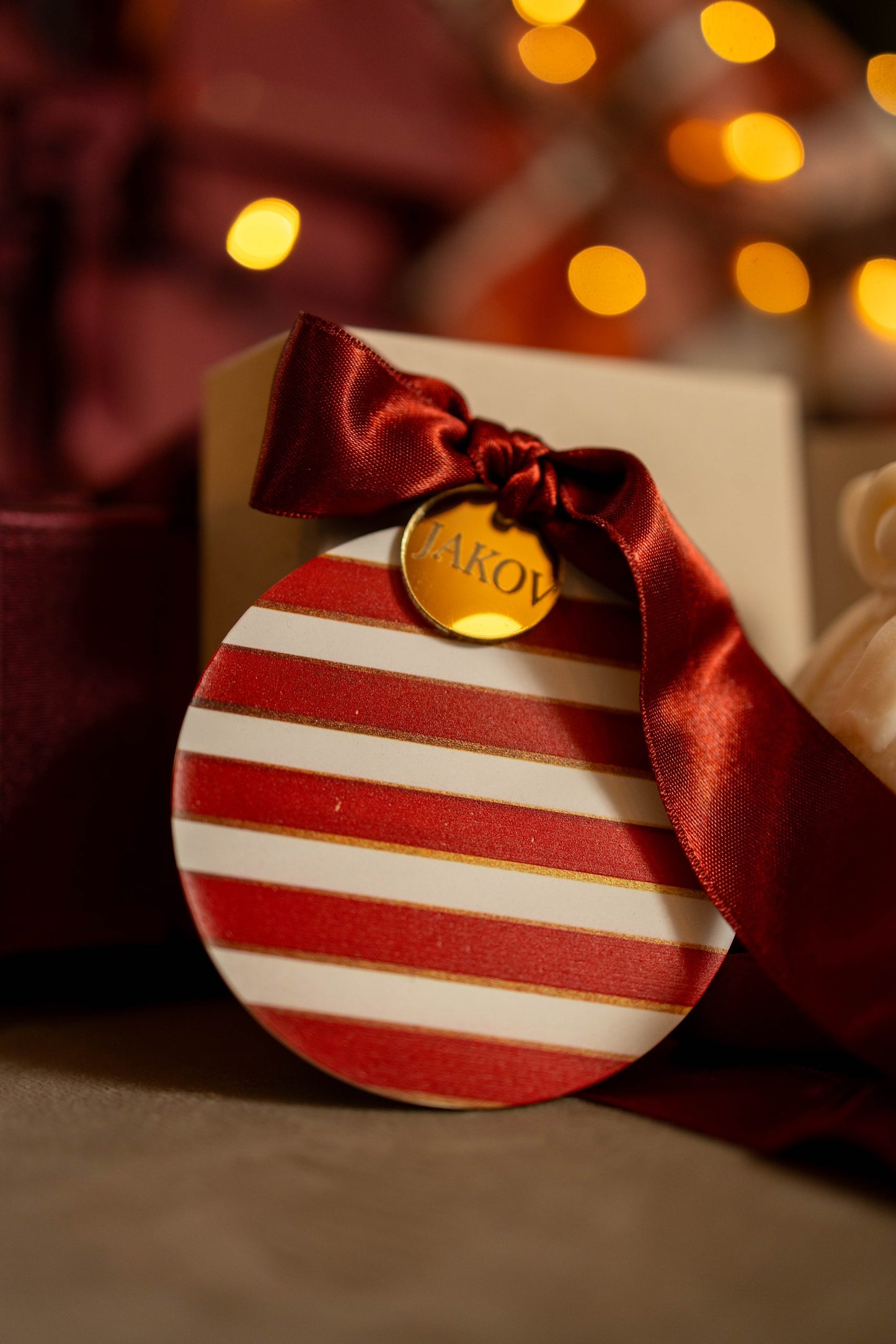 Candycane | personalizovani handmade ukras za jelku od gipsa