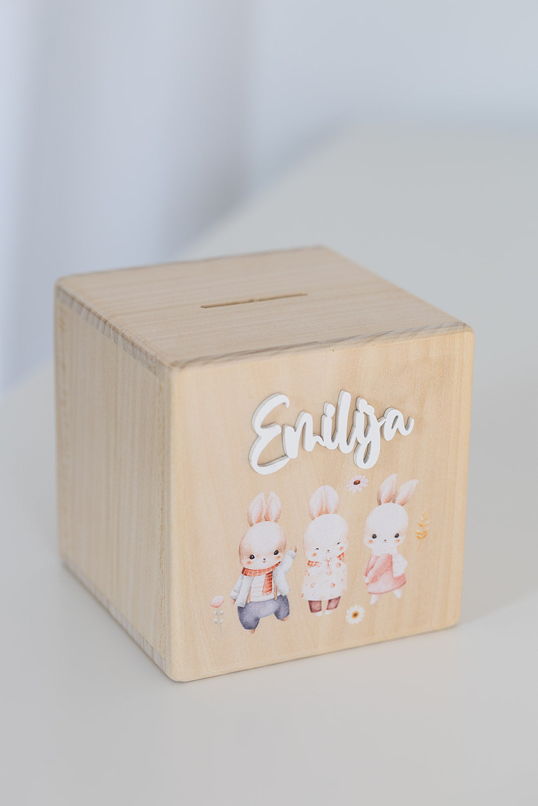 Personalizovana kasica od punog drveta | Piggy Cube