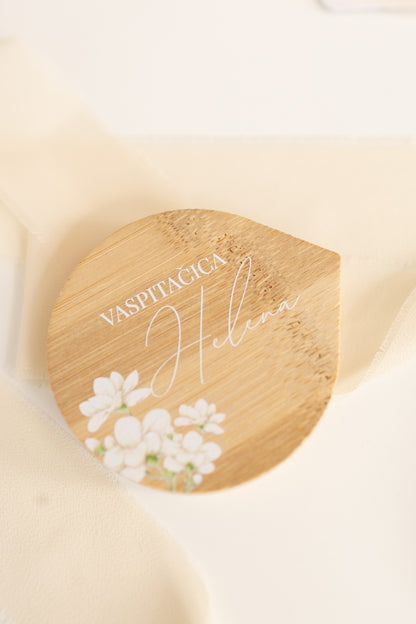 Personalizovano drveno ogledalce Ivory Bloom