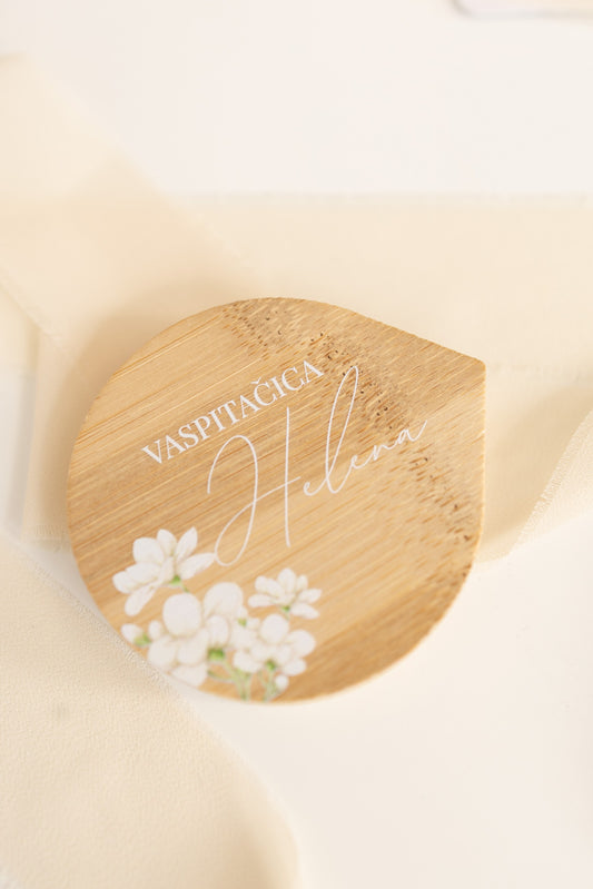 Personalizovano drveno ogledalce Ivory Bloom